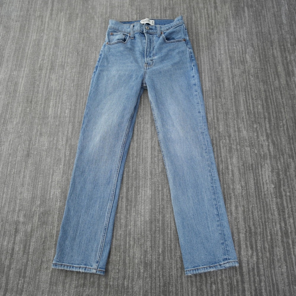 Abercrombie & Fitch Jeans Women Blue Ankle Straight Ultra High Rise 25 0 (24x25)